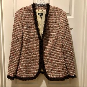 New! ESCADA for Neiman Marcus Tweed Checked Jacket with Brown Trim Size 46 Large